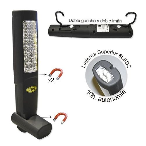 Lámpara portátil de taller  24+6 LEDS con batería recargable JBM 51889