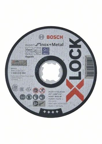 Disco de corte recto  X-LOCK Expert for Inox+Metal 125x1x22,23, corte recto BOSCH 2608619264