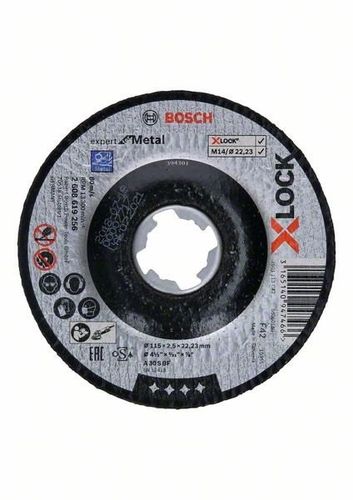 Disco de corte con centro hundido  X-LOCK Expert for Metal 115x2,5x22,23 BOSCH 2608619256